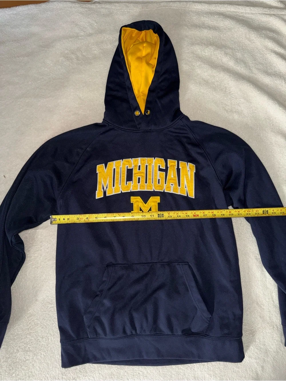 Michigan Men's Navy & Yellow Hoodie Sweatshirt Sz L